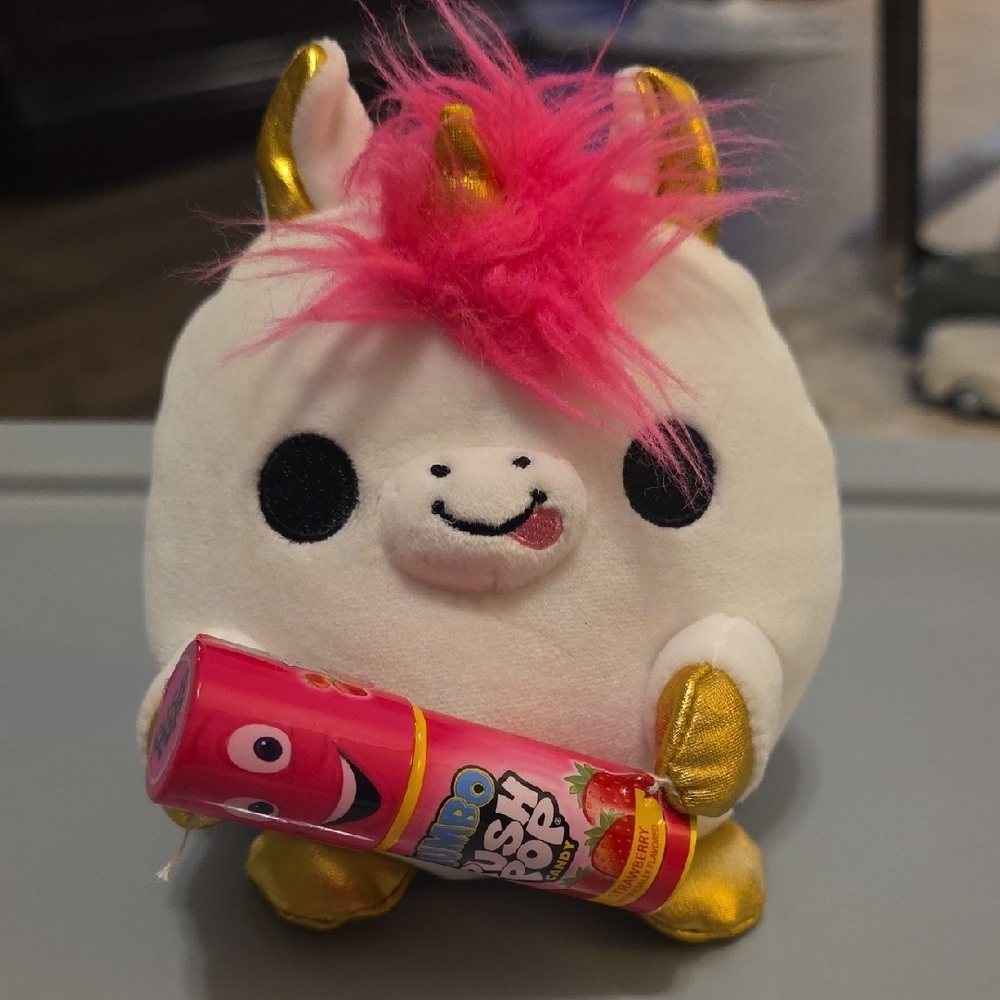 (J46) Zuru Series 2 Unicorn Plush Toy With Push Pop  Candy